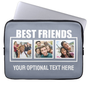 Best Friends custom photos, text & color Laptop Sleeve