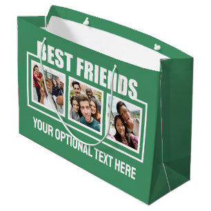 Best Friends custom photos, text & color Large Gift Bag