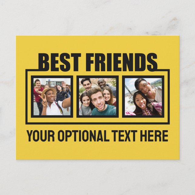 Best Friends custom photos, text & color Postcard (Front)