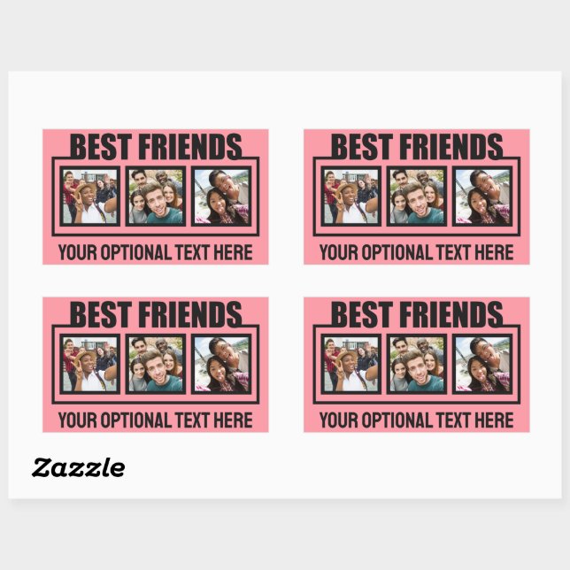 Best Friends custom photos, text & color Rectangular Sticker (Sheet)