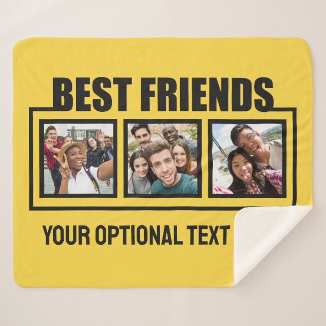 Best Friends custom photos, text & color Sherpa Blanket (Front (Horizontal))