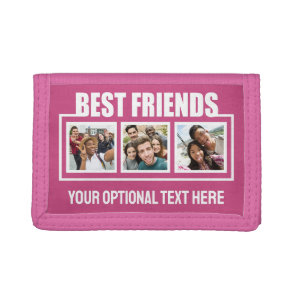 Best Friends custom photos, text & color Tri-fold Wallet