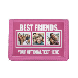 Best Friends custom photos, text & color Tri-fold Wallet