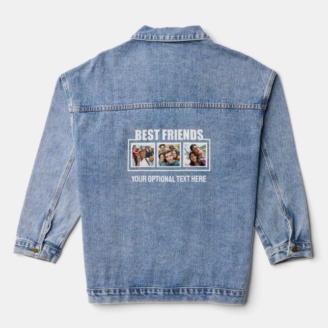 Best Friends custom photos & text Denim Jacket (Back)