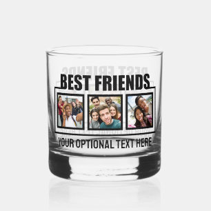 Best Friends custom photos & text Whiskey Glass