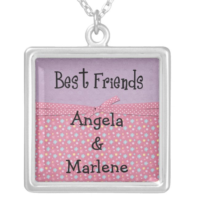 best friends customize silver plated necklace (Front)