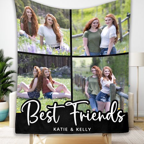 Best Friends Customized 4 Photo Collage Fleece Blanket