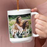Best Friends Customized Photo Collage Coffee Mug<br><div class="desc">This modern best friends, photo collage Mug is the perfect gift for your best friend, featuring 4 of your favorite photographs, the text BESTIE in a fun script font, and then personalize with your names. Fantastic as a christmas, graduation, galatines, birthday or gift for any other special occassion, the font...</div>