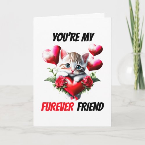 Best friends cute kitten cat pun furever bff kids holiday card