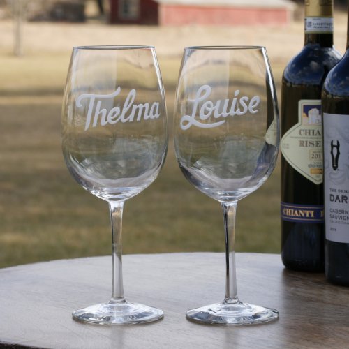 Best Friends Deeply Carved Wine Glass Set