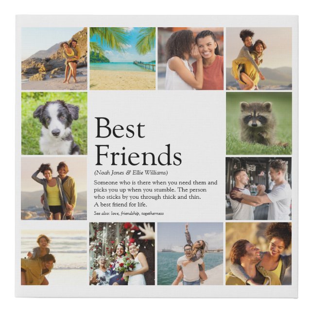 Best Friends Definition Photo Collage Faux Canvas Print (Front)