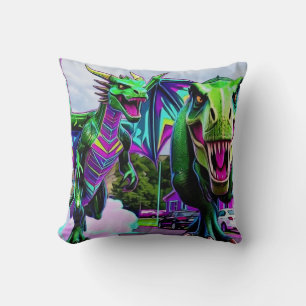 Best Friends - Dragon and Dinosaur Walking Throw Pillow