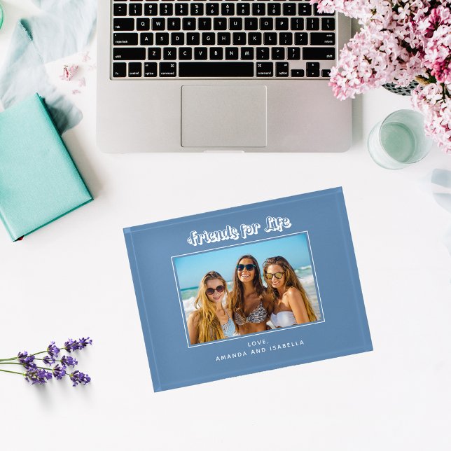  Best friends dusty blue photo names white Paperweight (Creator Uploaded)