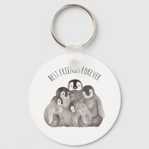 Best Friends Emperor Penguins Watercolor    Keychain