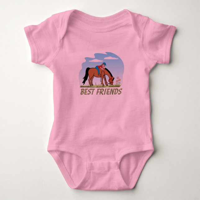 Best Friends Equestrian Infant Baby Bodysuit (Front)