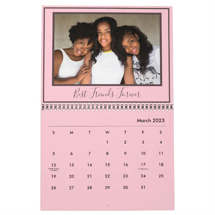 Best Friends Ever Custom Pink Modern Photo Calendar | Zazzle