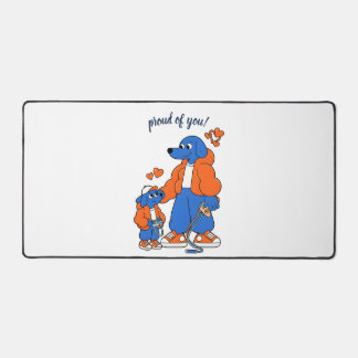 Best Friends : Father and son Blue Dog Duo ( Orang Desk Mat