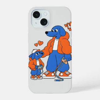 Best Friends : Father and son Blue Dog Duo ( Orang iPhone 15 Case