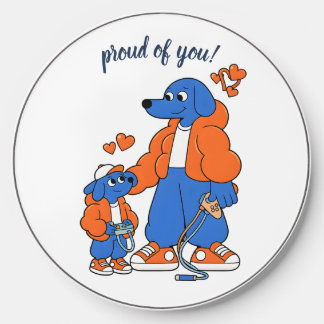 Best Friends : Father and son Blue Dog Duo ( Orang Wireless Charger