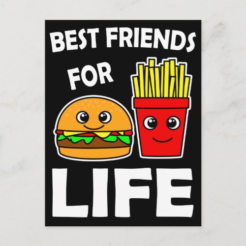 Best Friends For Life Burger And French Fries  Postcard