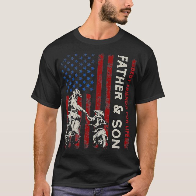 Best Friends For Life Father Son Dirt Bike USA T-Shirt (Front)