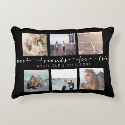 Best Friends for Life Instagram Photo Typography Decorative Pillow