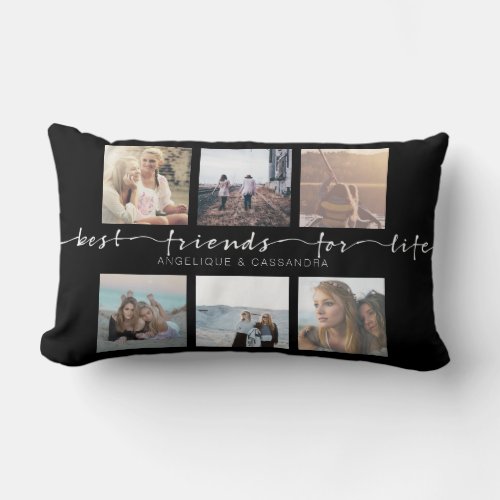 Best Friends for Life Instagram Photo Typography Lumbar Pillow