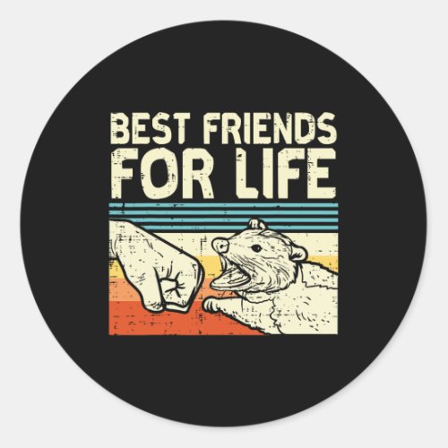 Best Friends For Life Opossum Fist Bump Possum Wom Classic Round Sticker