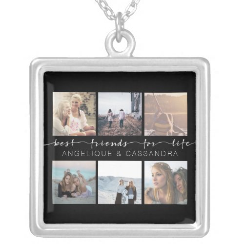 Best Friends for Life Typography Instagram Photo Silver Plated Necklace