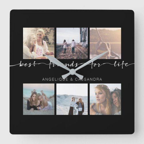 Best Friends for Life Typography Instagram Photos Square Wall Clock