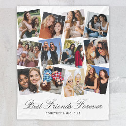 Best Friends Forever 12 Photo Collage Fleece Blanket