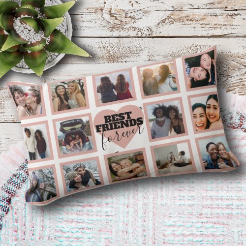 Best Friends Forever 14 Photo Collage Bestie Lumbar Pillow