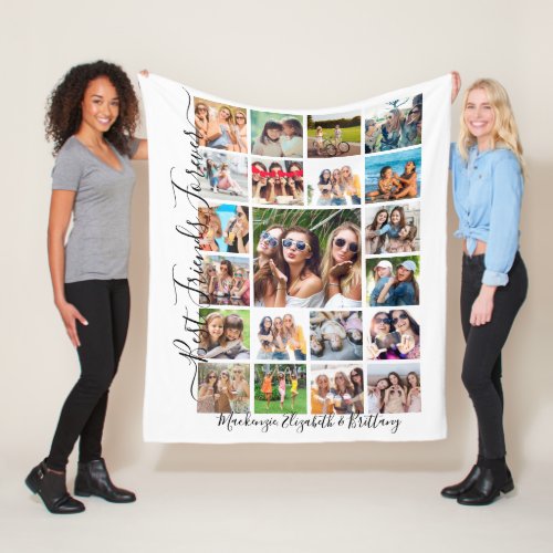 BEST FRIENDS FOREVER 21 Photo Collage Script Fleece Blanket