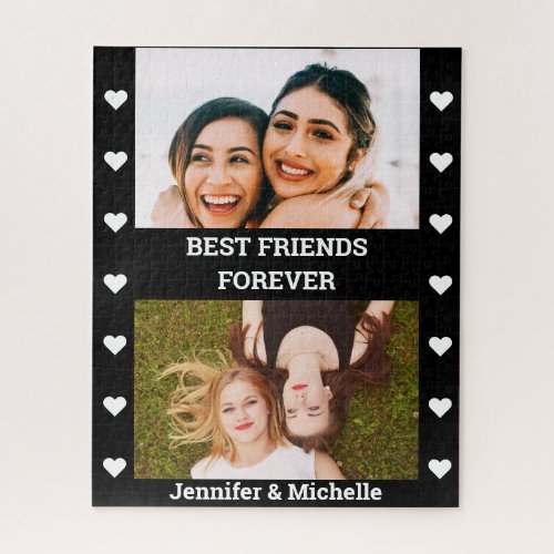 Best Friends Forever 2 Custom Photo and Name black Jigsaw Puzzle