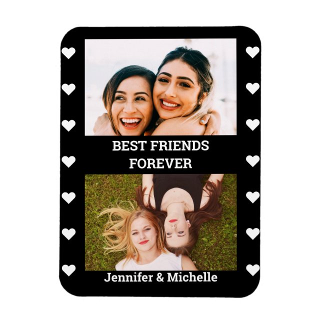 Best Friends Forever 2 Custom Photo and Name black Magnet (Vertical)