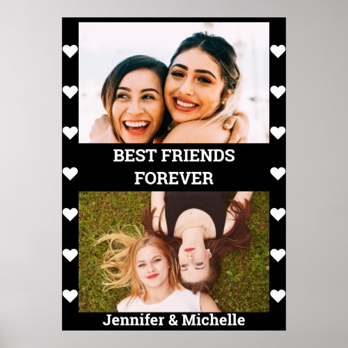 Best Friends Forever 2 Custom Photo and Name black Poster