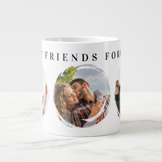 Best Friends Forever 3 Photo Collage Brush  Giant Coffee Mug (Front)