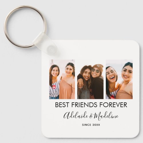 Best Friends Forever 3 Photo Collage Gift Keychain