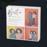 Best Friends Forever | 3 Photo Collage Gift  Wooden Box Sign<br><div class="desc">A special and memorable photo collage gift for your best friends. This design features a three photo collage layout to display your own special best friend photos. "Bestie" is designed in a stylish script lettering and customized with the definition of a best friend. Send a memorable and special gift to...</div>