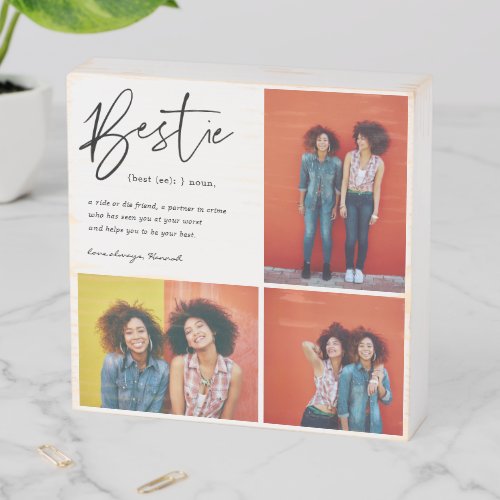 Best Friends Forever  3 Photo Collage Gift  Wooden Box Sign