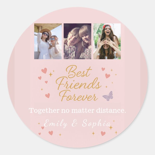 Best Friends Forever – 3 Photo Collage Sticker (Front)