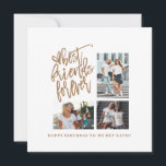 Best Friends Forever 3 Photo Script Happy birthday Cards<br><div class="desc">Send your best friend happy birthday wishes with This stylish gold script Best Friends Forever design and your three favorite photos on a white background.  Easily swap in your photos with the template samples,  and personalise with your greeting at the bottom on the front and other side.</div>