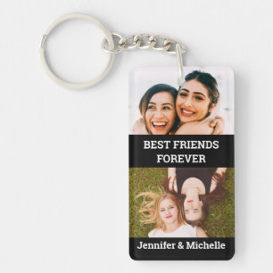 Best Friends Forever 4 Custom Photo and Name black Keychain