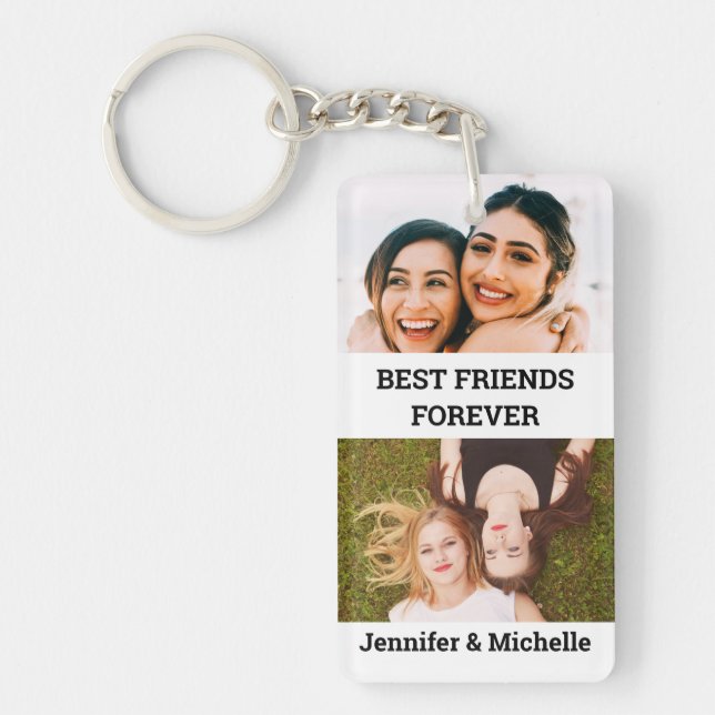 Best Friends Forever 4 Custom Photo and Names Keychain (Front)