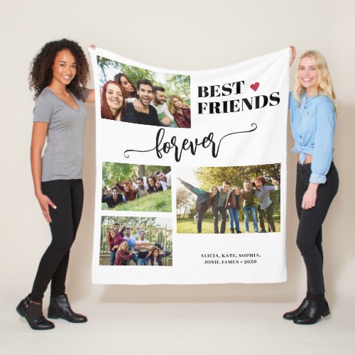 Best friends forever 4 photos personalized names fleece blanket
