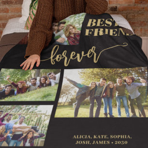 Best friends forever 4 photos personalized names fleece blanket