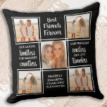 Best Friends Forever 5 Photo Collage Modern Black Throw Pillow<br><div class="desc">Celebrate your best friends with a custom photo collage pillow in a black design. This unique best friends pillow is the perfect gift whether its a birthday, friends giving , or Christmas. We hope your special best friends pillow will become a treasured keepsake for years to come. . Quote "...</div>