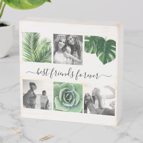 Best friends forever  6 photo collage  wooden box sign