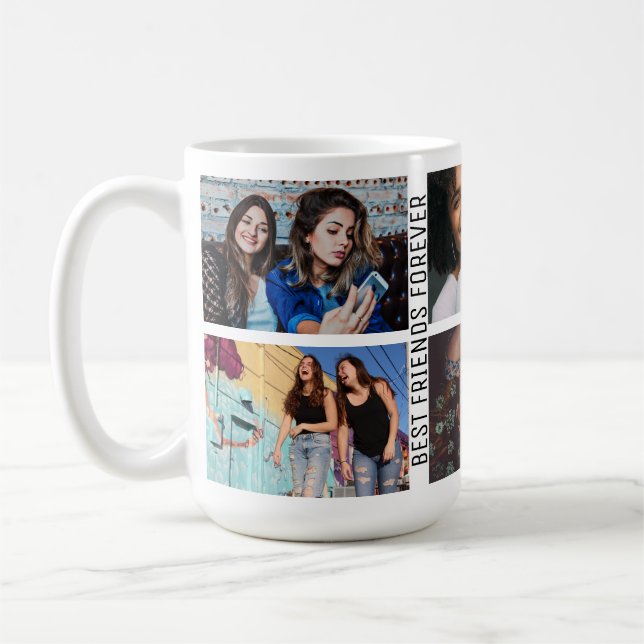 Best Friends Forever 6 Photo Custom Collage Coffee Mug (Left)