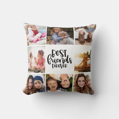 Best Friends Forever 8 Photo Collage Throw Pillow